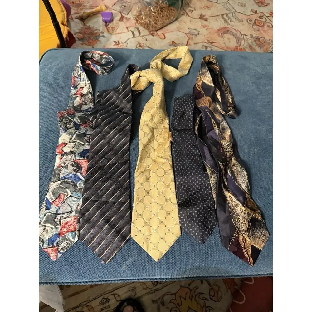 Vintage 60s Thru Y2k Necktie Lot of 60 Silk, Cotton, Fat, Poly, Abstract, Stripe
